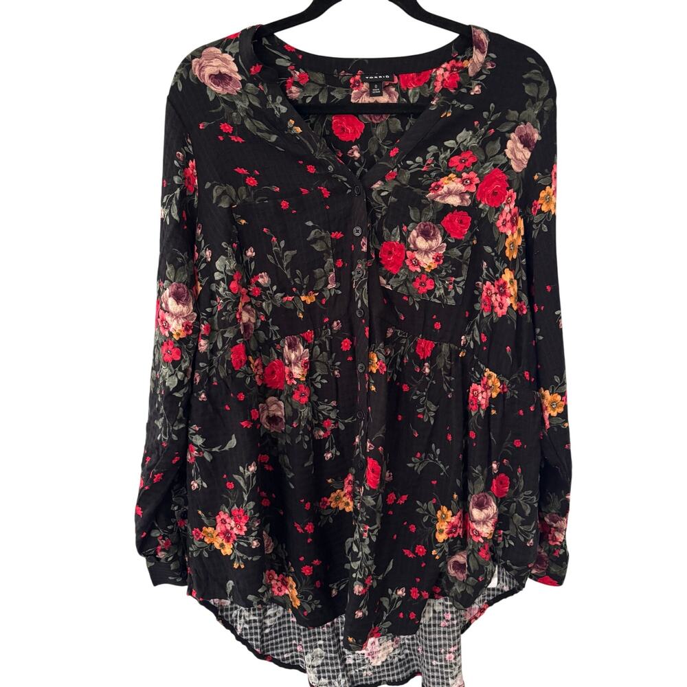 Torrid Emma Crinkle Gauze Long Sleeve Tunic Top Size Large (0)